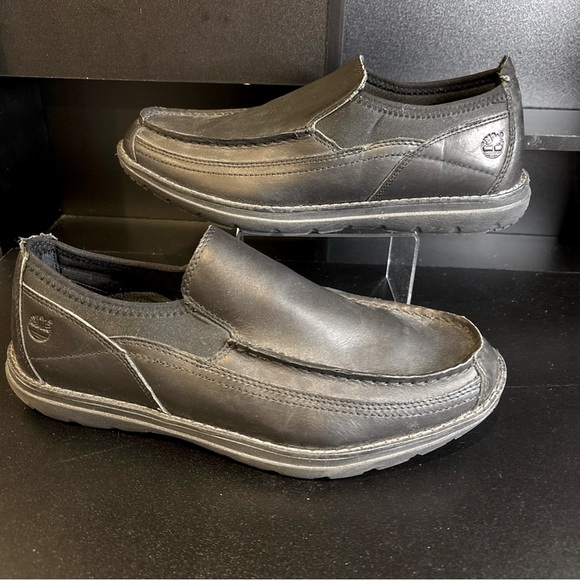 Men’s Leather Slip-On Shoes A16QB Black Size 8.5 Loafers...